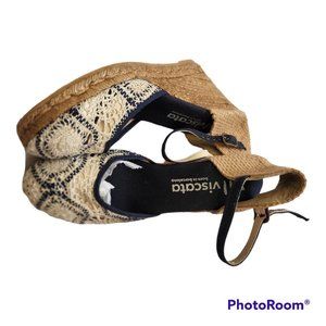 Viscata satuna ivory & navy crochet jute espadrille wedges sz 39 EU US sz 8
